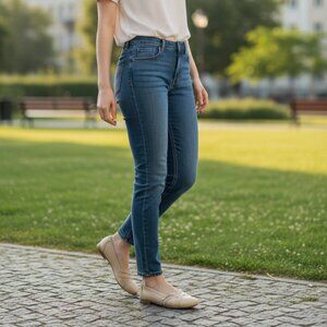 LifeStride Northern Ballet Flats Faux Leather Criss Cross Detail Sz8